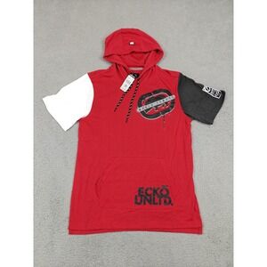 Ecko Unltd Hoodie Shirt Mens Medium Short Sleeve Colorblock‎ Kangaroo Pocket New